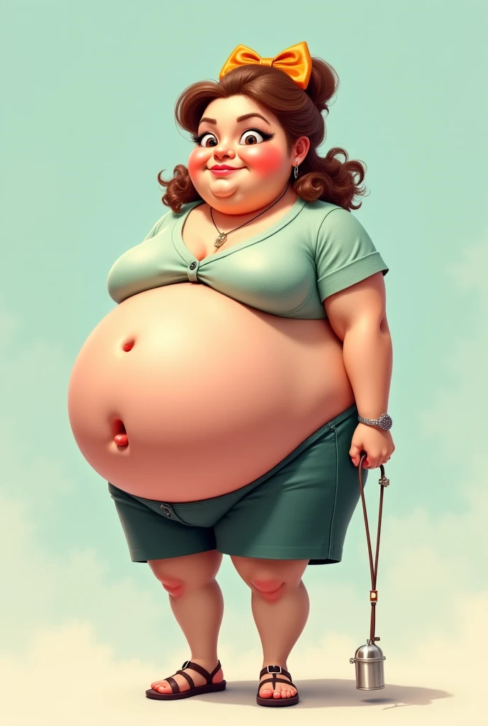 chubby big pregnant cartoon woman underwear nude