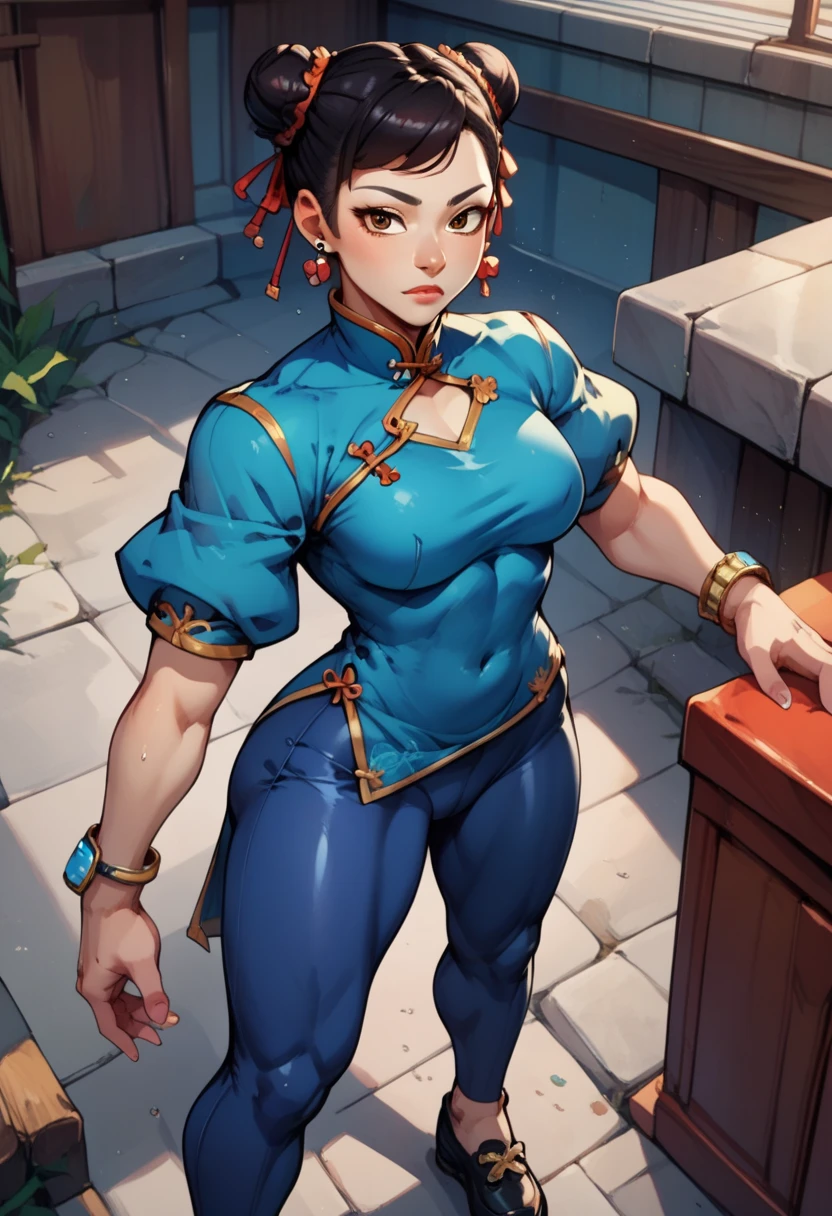 (topless:1.3),((masterpiece)), expensive quality, very_expensive_solve, big_file size, Full Color, Thick outline, Clear contours, colorful, (Beautiful attention to detail), (Beautiful Face:1.3), Boyish face, 1 Girl, (Ranma), (Redhead), short hair, (Braided Ponytail), ((bangs)), bumpy bangs, Blue-gray eyes, Big Breasts, Curvy, Black Wristband, Ranma, Braided Ponytail, Chinese clothing, No sleeve, Tangzhuang, Black trousers, Camel Toe, Are standing,
