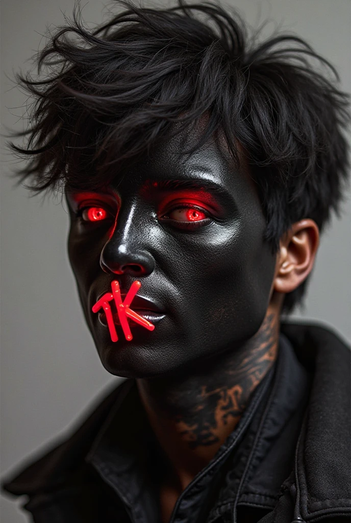 Um ninja cyberpunk super lindo com a pele cor de carne,com uma armadura de vidro e uma espada com laminas negras ,andando pelas cidades em uma noite chuvosa