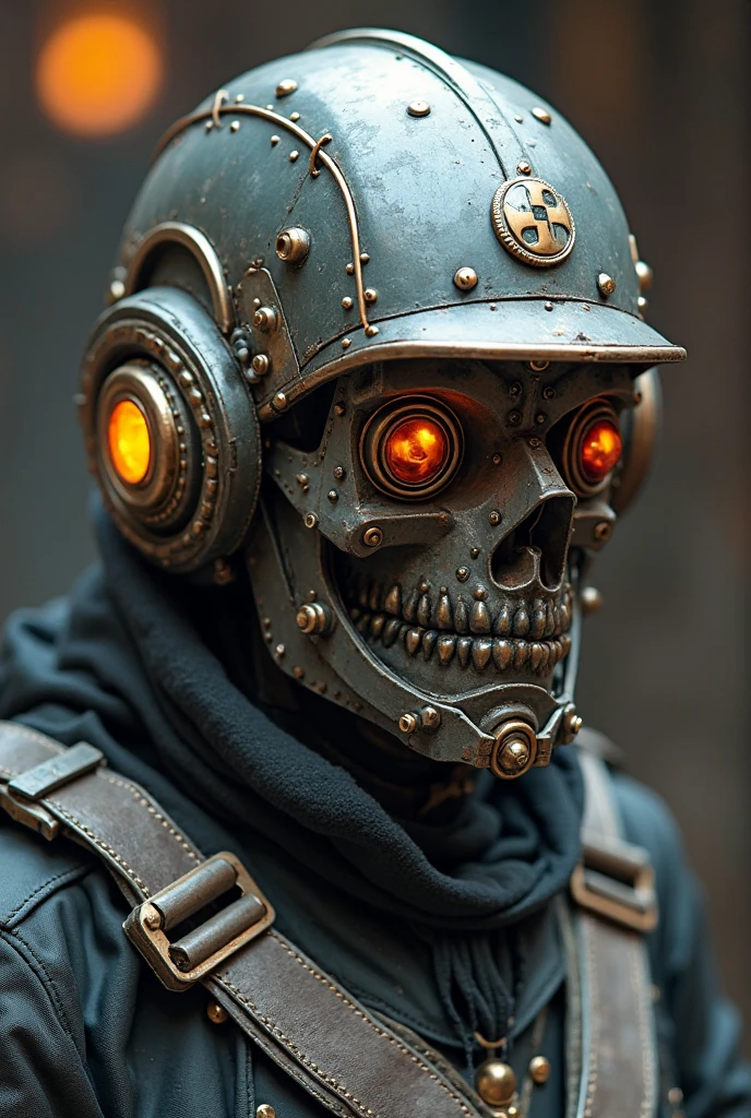 cinematic photo breathtaking photograph, 3/4 portrait, powerful soldier steampunk pyromancer in metallic facemask, warhammer 40k, upper body, (intricate details:0.8), Sony A9 II, split lighting, award-winning, professional, highly detailed . 35mm photograph, film, bokeh, professional, 4k, highly detailed, confused, looking around scared