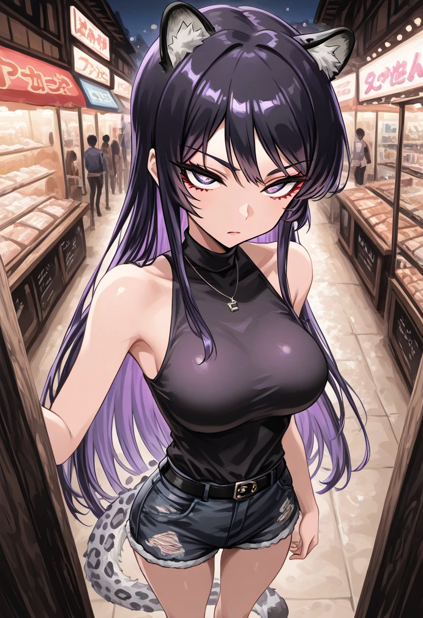 (masterpiece:1.2, best quality:1.1, highres,absurdres, high quality),(photorealistic:1.1),ultra-detailed,8k, ultra hd, super detailed,
delta, wolf ears, black hair,purple eyes, ( wolf tail), meme attire, virgin killer sweater, turtleneck sweater, bare shoulders, ribbed sweater, (sideboob), halterneck, backless outfit, smile, fangs, supermarket, shop,shopping, multiple boys, indoors, cowboy shot,
<lora:delta-nvwls-v1:0.75> <lora:LoRA_Sweater:0.7>