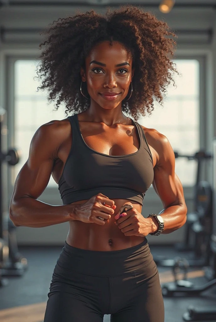 (glamour erotic photograph of an 46 year old Melanesian woman), (slim top, cotton panties, MMA gloves), (straight non curly hair), (highly detailed face:1.4), (muscles:1.4), (MMA pose:1.2), (background inside light, bright, private gym:1.1), (8k, uhd, dslr, high quality, cinematic lighting, bokeh), (dramatic, award winning photography, incredible masterpiece:1.3), (((smooth sultry smile at camera:0.7)))