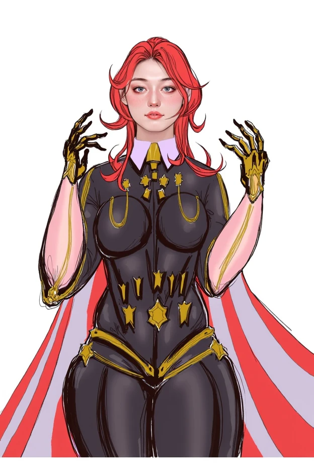 score_9. score_8_up, score_7_up, score_6_up, score_5_up, score_4_up, (plump:0.3), large breasts, ginger hair, 1girl, , long hair, bodysuit, cross, black bodysuit, nun, black latex, latex bodysuit, simple background <lora:arcan3styl3v1PonySDXL:1> arcan3styl3v1