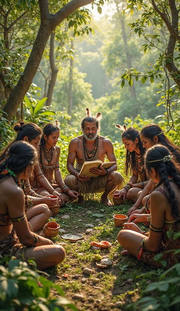 An elderly indigenous man and 4 agers