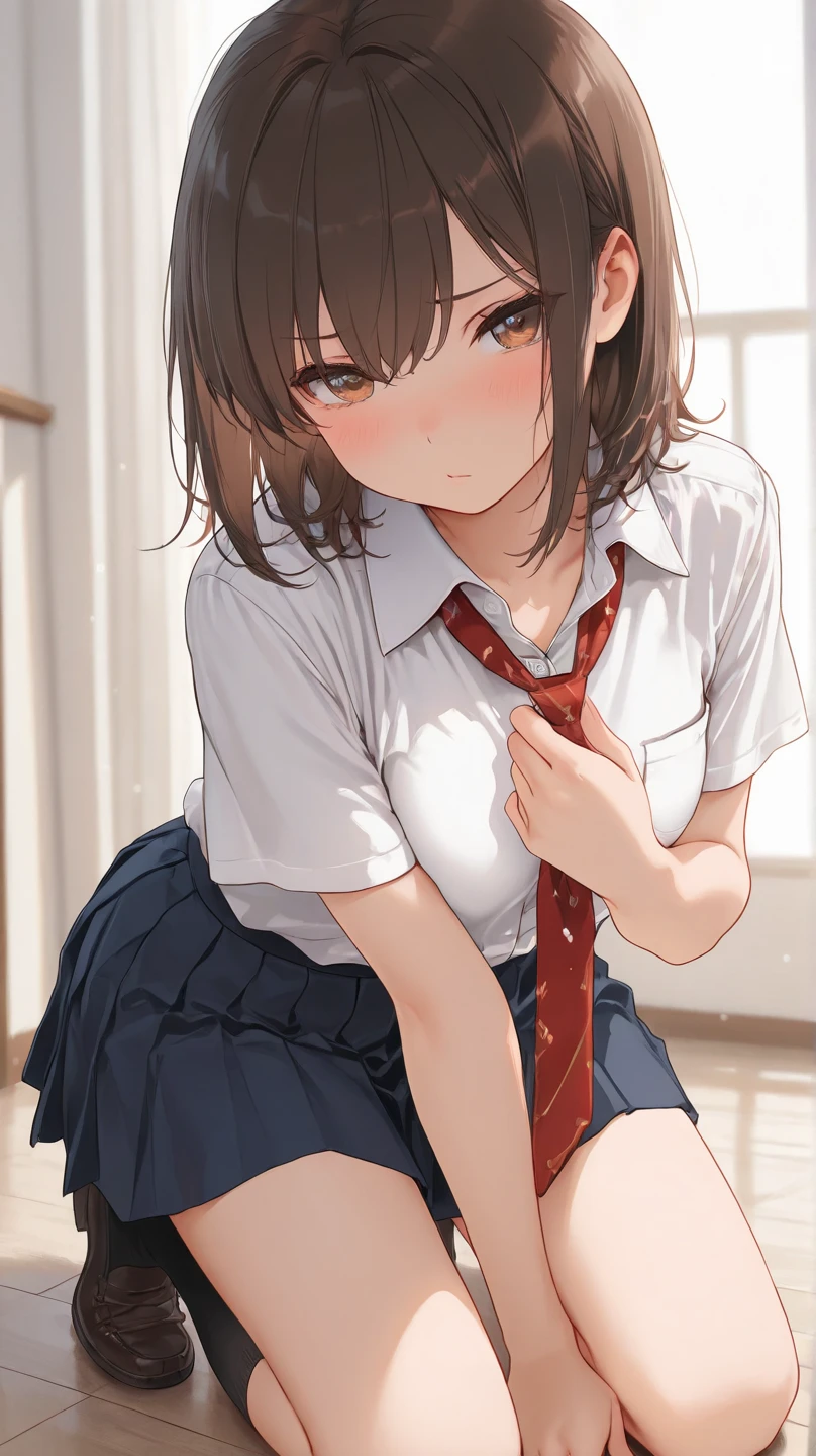 Very detailed CG unified 8k wallpaper, tmasterpiece, Best quality at best, misaka_mikoto, Brown eyes, looking at viewert, 独奏, short_hair, opened_mouth, collared_shirt, looking_at_viewer,(watered school_uniform:1.5), see-through shirts, white_shirt, small_breast, Classroom,Courtship pose,no underwares,Full body like,Spread legs 180 degrees apart,clear nipples and clear vagina,Masturbation stick insertion,squirt,Intense orgasm,Be red in the face
