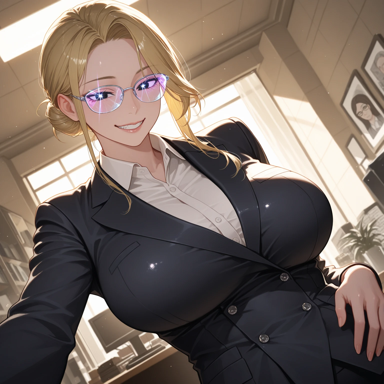 (masterpiece, Best quality, high quality:1.4), professional artwork,(nsfw), Well drawn, complex parts, line of sight, Sharp Focus, Detailed painting, masterpiece, cinematic lighting, trending on pixiv, bright lighting, bright colors, by Nagasawa Rosetsu,
Madam President, mature woman, mother, on the knees, , Office background, noon, full body shot,
blonde hair, long hair, Wavy hair, pomade, draw up, ultra detailed hair, ultra detailed face, Perfect eyes, perfect face, to Sergeant, Brown eyes, I look at the viewer, flirting, smiling,
grey skirt suit, (((Troika costume))), tie, Blazer, (((blazer))), (((shirt))), (((формальная shirt))), (((vest))), double-breasted vest, (((miniskirt))), (((pencil skirt))), stockings, skirt, Зажим для tieа, pocket square, tights, high heels, Glasses, cufflinks,
Red Nails, nail polish, sip, Several men, Bukkake, on the knees, , , facial treatment, How, How on face, How drenched, , How on clothes, , fully dressed, penis