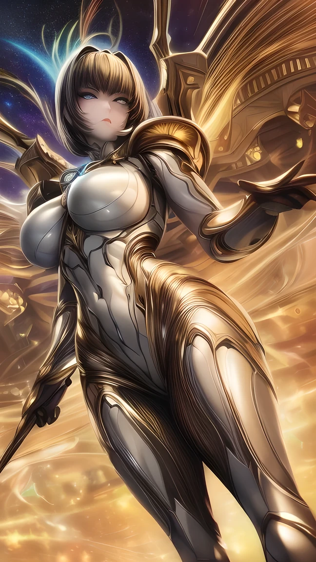 best quality, masterpiece, aesthetic, full-body dynamic pose high quality, 1girl punching, android, (yellow and black) upper armor, mechanical arms, short punk hair, black hair, white background, intense expression, looking at viewer, (simple background:1.4) a (giraffe pattern outfit) yellow and black outfit,sword,beautiful cyberpunk woman,cyberpunk angry gorgeous goddess,beautiful cyborg girl ,hyper realistic,intricate details,cinematic lighting,vibrant colors,award winning,stunning,masterpiece