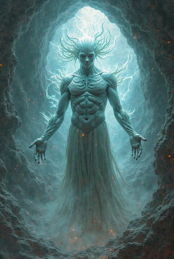 beautiful digital artwork of the earth soil elemental with filigree water features,stunning humanoid essence made of glowing liquid fire and dirt and dynamic earth energy in dark windy storm,white fog,in style by Dave White,Dan Mumford,Cyril Rolando and M.W Kaluta,hyperdetailed,amazing depth,(trees,water wind fire earth:1.1), amazing artwork by head of prompt engineering,<lora:Aether_Ghost_v1.1_LoRA:1> <lora:magik_smoke_v1.1:1> <lora:fog_creatures_v4:0.6>