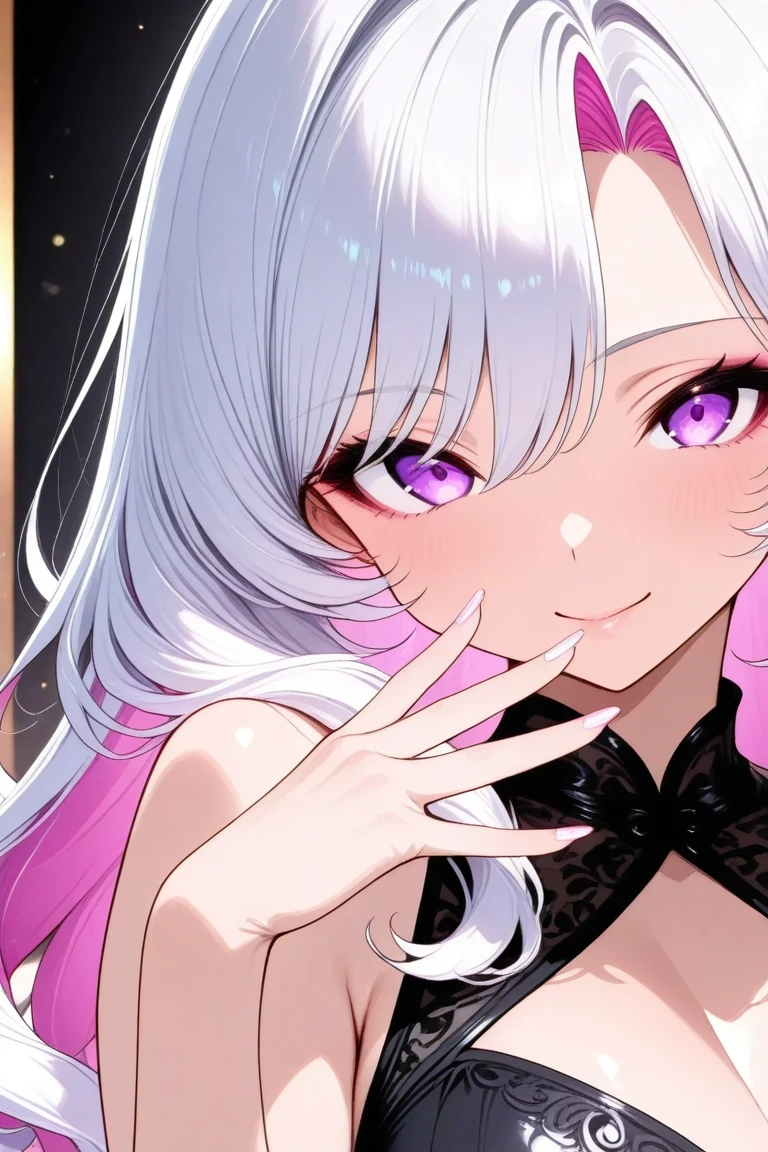 White Hair、Pink Eyes、Short Hair、laughing、Only one girl、alone、Cute、Face is close、Night、laughing、At the bed、Blushing、Erotic、Stick your tongue out、Only one person、Sweating、Excited