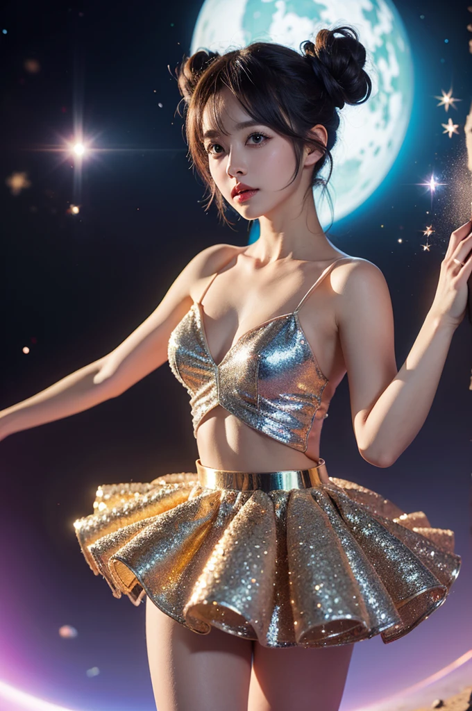 SFW Extremely Detailed KAWAII idols, ((Variations of Roundly Tiny buttocks)), ThighGap, ((Dazzling NeonColor Particles Rays (BokeH))), PUNIPUNI Radiant PearlSkin with clear transparency, ((TutuSkirt)) with TinyThongs, (Exposed:-1.2), (Joyful LifeLike Expressions, :d), (Acutance:0.85),