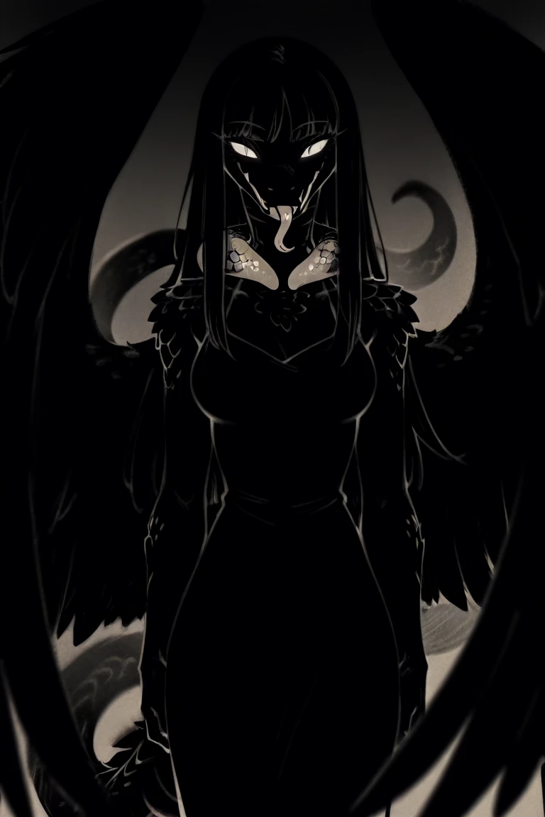 Dragon, NSFW, black skin, heart eyes, Women, feminine, gold jewelry, sensual, high resolution, Goth, Scp-1471, delicate, Scales, friendly, small breast, pussy, Angel wings,