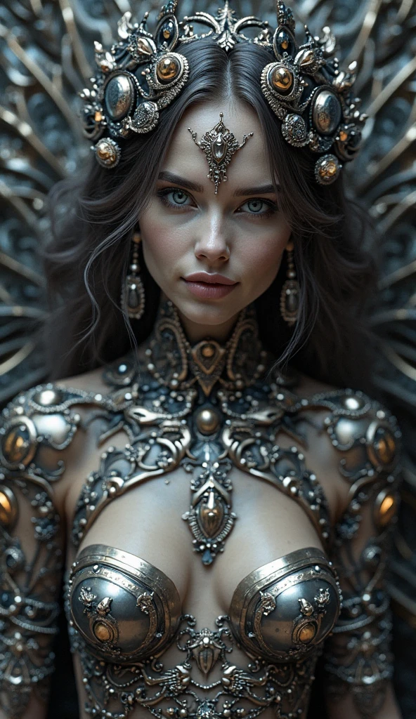 Photorealism,naked girl, girl with big futuristic glass cyborg wings, gold coral on neck,(( naked vulva)) ((brightly light on futuristic room)), naked girl ,beautiful, intricate details, 1/2 body crop, slim body, beautiful figure, ((large perfect breasts)),(( long dark curly hair)), magnificent anatomy, ((large Perfect breast)), toned body, silk body, sweaty body, hyperrealistic photography, cinema quality, high detail, POV, by lee jeffries, nikon d850, film stock, 4 kodak portra 400, f1.6 camera lens, rich colors, hyperrealistic, lifelike texture, dramatic bright lighting, cinestil 800, by Yoshihiko Wada, makoto shinka, krenzcushart, makoto, extremely detailed artgerm, cushart kenz, range murata and artgerm, by Krenz Cushart, by Kentaro Miura, master piece, 8K, (NSFW:1.6), ((Best Quality, 8K, Masterpiece: 1.3)), Sharp: 1.2, Perfect Body Beauty: 1.4, Slim Abs: 1.2, ((Layered Hairstyle, Big Breasts: 1.2)), (gold metal armor underwear: 1.1), (Nude: 1.1), Wet: 1.5, Highly Detailed Face and Skin Texture, Detailed Eyes, Double Eyelids, Looking at the Camera, Use any technique, any style, any outfit, even choose eye color, hair color, even hairstyle, makeup, whatever and how to do it) ), experiment, combine complex, multi-layered, delicate and light materials, experiment with the entire palette of colors and shadows, (masterpiece: 1.3 ), (photorealistic: 1.37), depth of field, Fujicolor, (best quality), (high resolution) , (super detailed