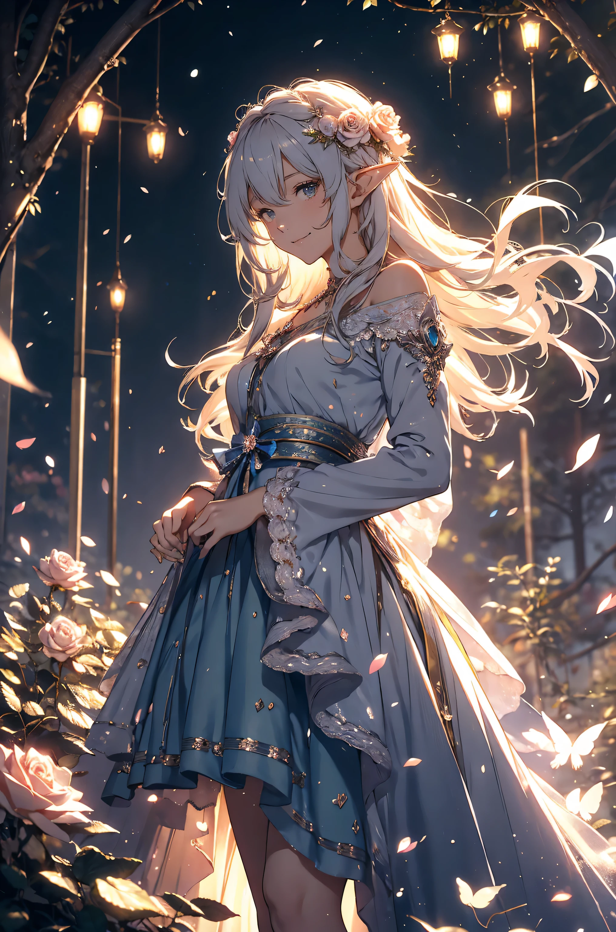best quality エロティシズム!mystical 、(cowboy shot ) エルフ1 WOMAN cute smile!smile! gentle gaze , beautiful 、elf ears、 胸囲130 美しい beautiful skin 、sexy、 美しい胸の肌!beautiful太もも、スラリとしたモデル体型、ミニスカート music Healing simple lawn composition fantasy world、昼の青空、森 西洋ファンタジー 風に flower、 beautiful Green grass Beautiful Rose Hedge flower pot Many kinds of flowers Mr..々flower butterfly々 cherry blossoms、cherry blossoms舞い散る、
Keep it simple beautiful brilliance 、long silver hair、The strongest beautiful decorative flower白 dress、 calm atmosphere 、 petals、 open 、 Beautiful young body 、 big 、beautiful skin, 、beautiful brilliance, high definition depiction , Realistic Fantasy Romanticism ,, ultimate beauty moving!high resolution,