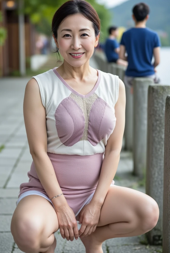 1woman,fullbody,(masterpiece:1.5),photo-realistic,16k,(beautiful 85 grandmother older lady1.4),(playground,bushes:1.6),(frilled blouse:1.5),(jeans:1.3),(sandals:1.5),(handing on wetting crotch with both hands:1.4),(whimpering:1.3),(panicking:1.3),(crying:1.3),(wetting:1.7),(dripping pee:1.4),grey straight medium hair,black eyes,makeup,lipstick,eyeliner,mascara,eyeshadow