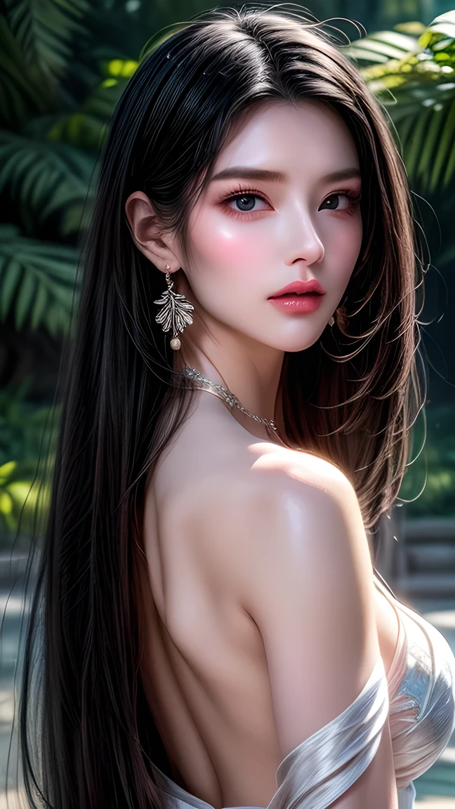 Soft portrait of a beautiful woman, flowing dark hair, captivating gaze, elegant features, radiant smile, feminine beauty, subtle makeup, striking eyes, long lashes, graceful posture, stylish attire, soft shadows, warm skin tones, detailed portrait, realistic style, high-resolution, delicate lighting, digital painting, by Sofia Bonati, Behance.