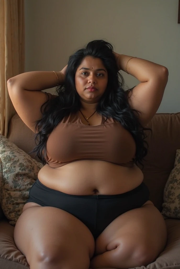 Indian woman wearing night dress, (young woman), 20 years old, (chubby cheeks:1.3), (curvy body:1.2), (eyeglasses), (bindi), An Indian beauty, charismatic, light Indian- skin, view the viewer, in bedroom, (detailed facial features), full-body shot, hd, 2k, 4k , 8k, 16k.