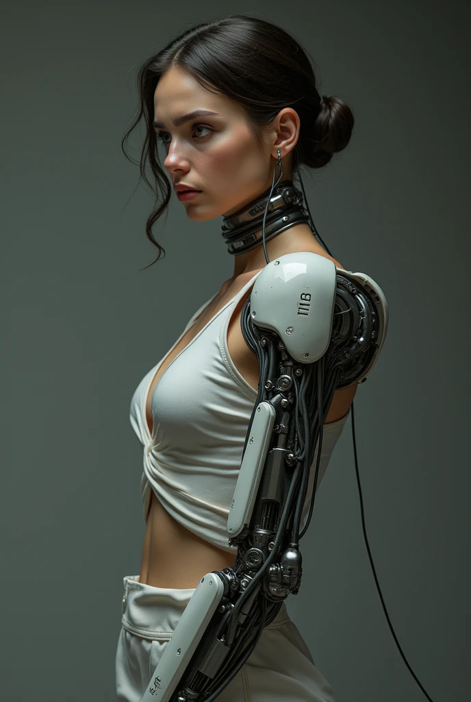 biomechanical cyberpunk  realistic, photorealistic, award winning photo ,<lora:quiron_MadisonIvy_v1_lora:1> madisonivyquiron woman, a woman wearing Silk top and pants, dynamic pose,  warm light, dynamic angle, detailed skin, skin details,  sharp focus, 85mm lens, vibrant, cinematic light, sidelighting, ultra high res, best shadow, RAW, (Dutch angle), Dappled Light,  . cybernetics, human-machine fusion, dystopian, organic meets artificial, dark, intricate, highly detailed