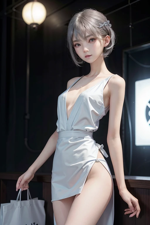 (((amount、white 、Asian woman、beautiful girl、、Silver Hair、white Background、)))、Tabletop, Highest quality, shape, Very detailed, finely, High resolution, 8k wallpaper, Perfect dynamic composition, finelyて美しい目, Deco Out, ((Medium hair 1.5)),((( Small breasts 1.5,Slender Body Type 1.5)))、 Natural color lip,white Background, Random cute poses,、((On all fours 1.5)))、、whiteのハイレグ1.4