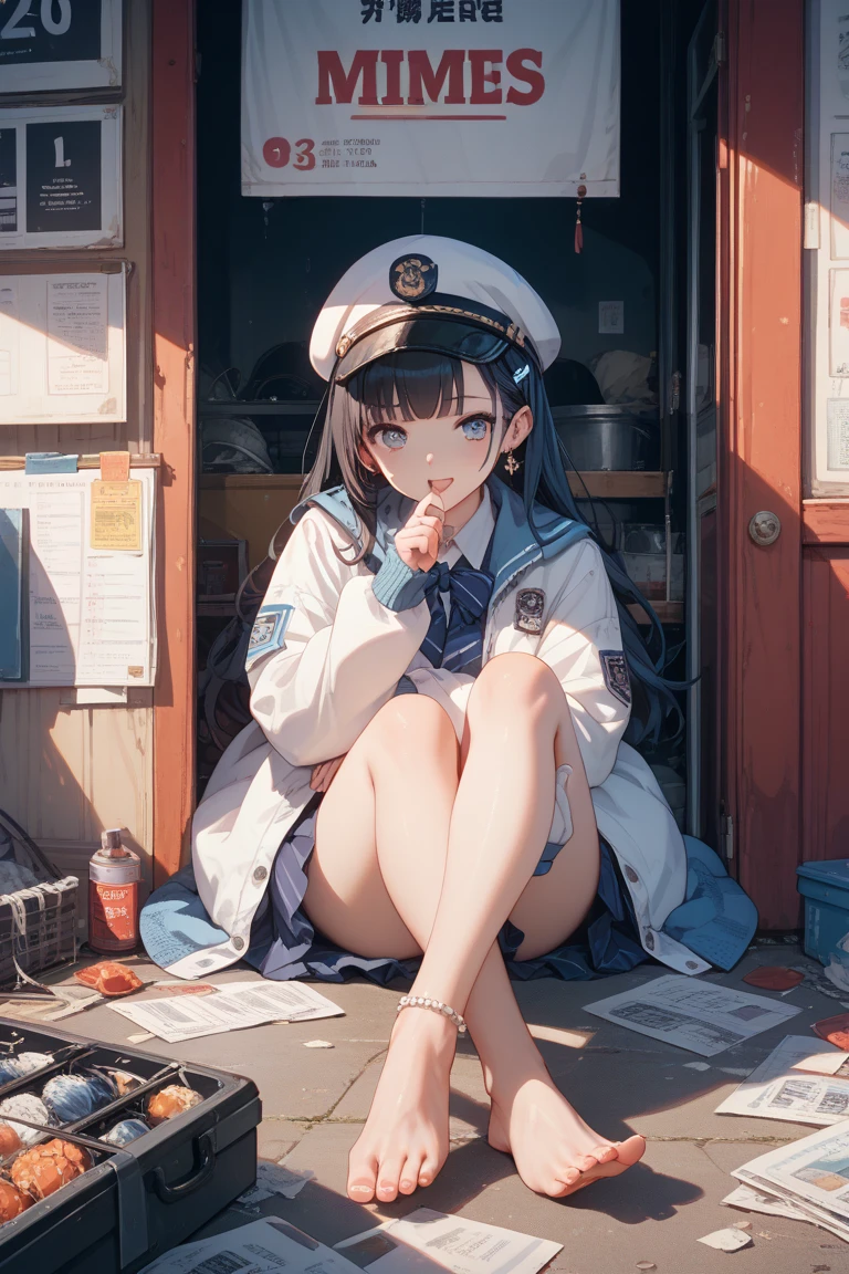 Restrained in handcuffs Arrest White sailor suit girl