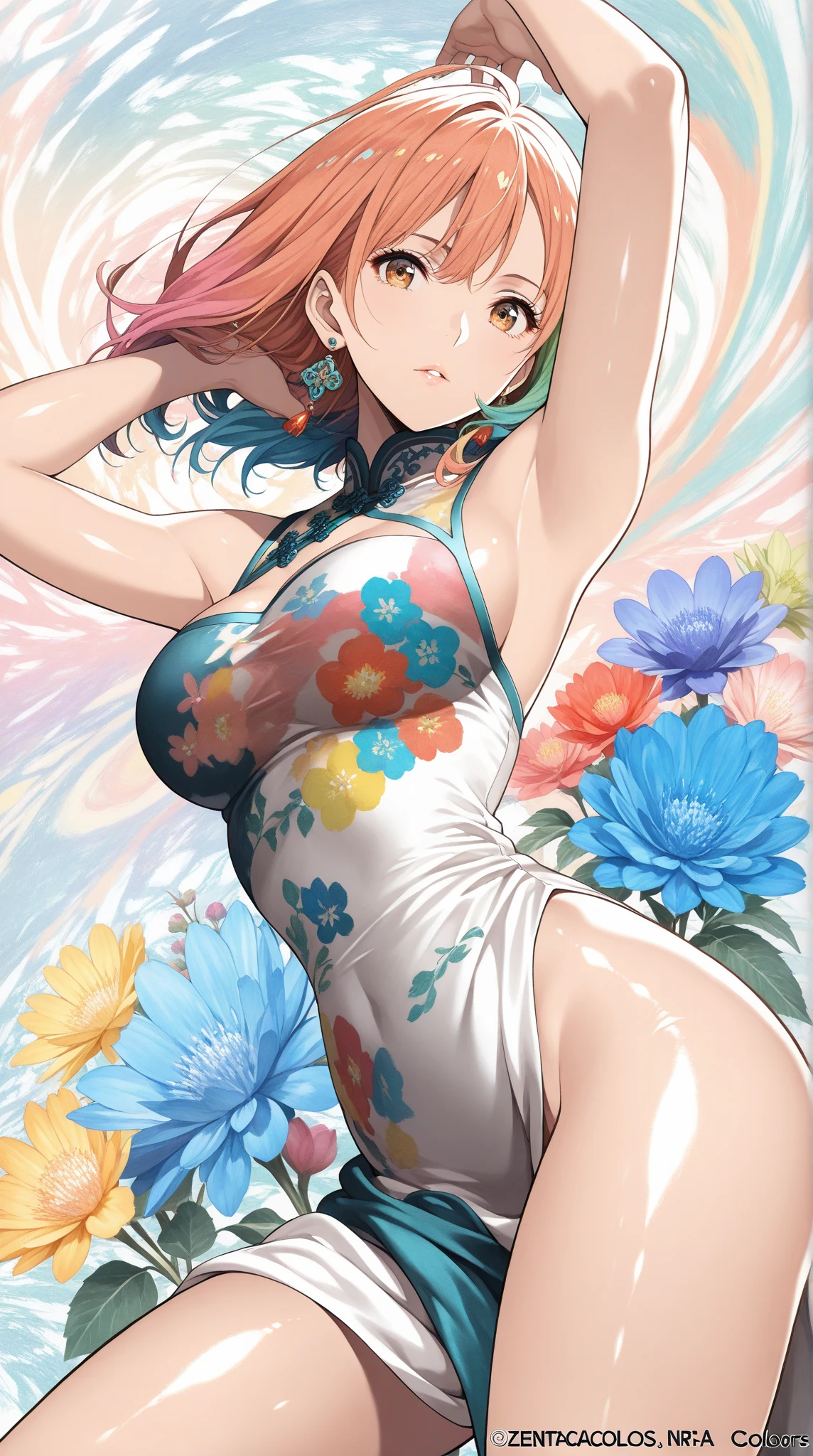 top-quality、Masterpiece、Wearing transparent gauze、Colorful、colourfull、Exposed shoulders and buttocks、Glossy skin、Supreme Art、Official Art, Naked Pussy
