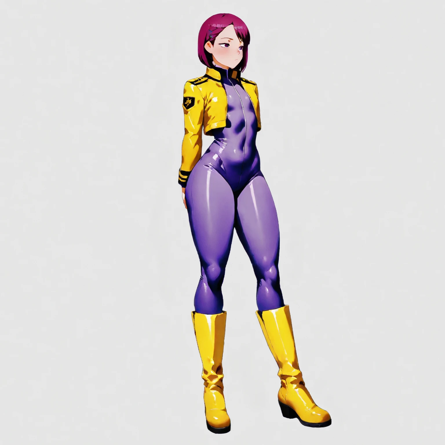 ((((By masamune shirow)))), ((ghost in the shell)), ((motoko Kusanagi)), solo, 1boy, shota, young boy, digitally drawn art, boy, (((shiny, semi-realistic detailed latex cyberpunk leotard))), ((long silver pants on top of leotard)), (short crop jacket), ((calf high boots)), anime styled, male anime character, character art, full body single character