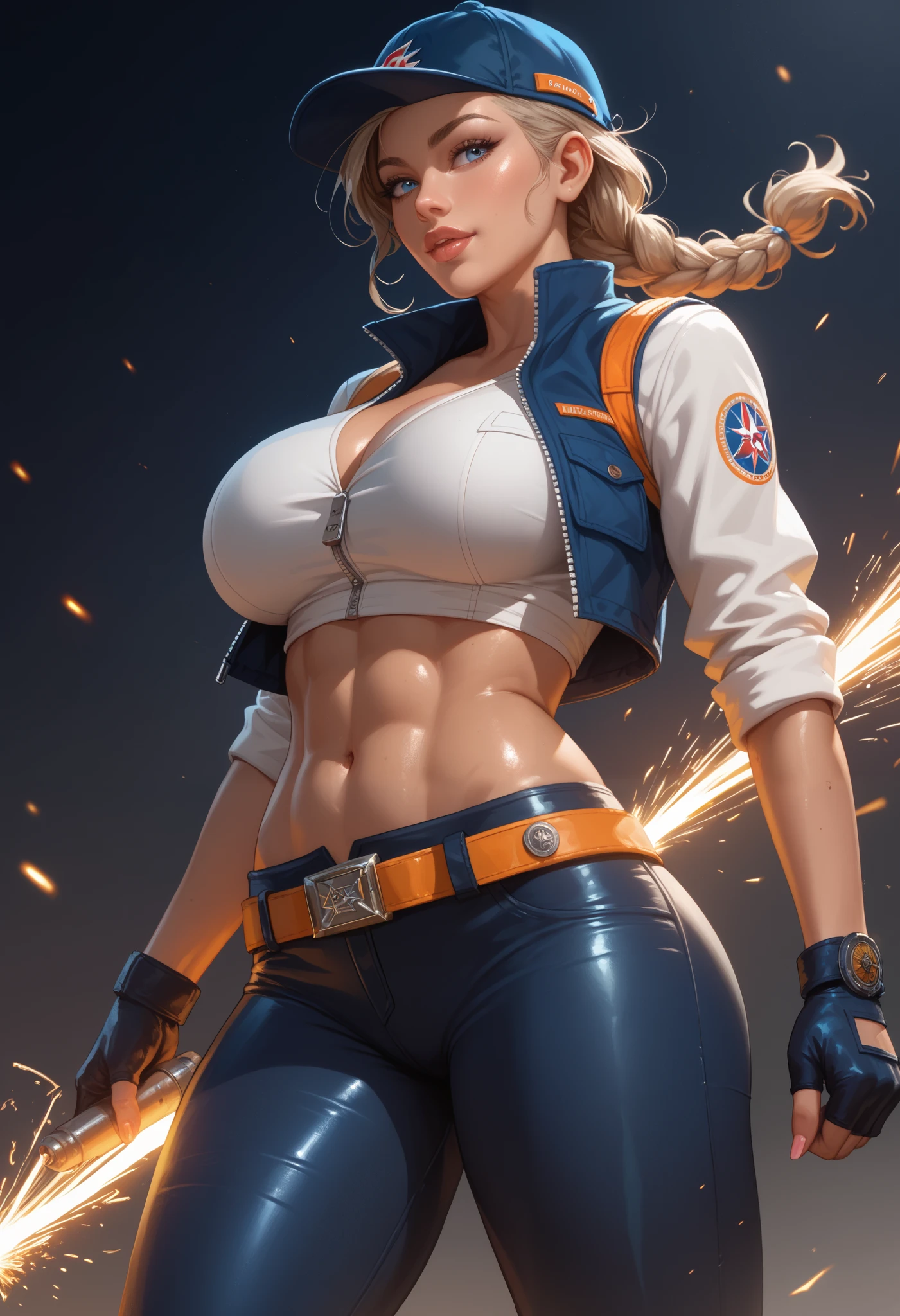 (((1 girl,  cute, (gigantic breasts:1.2), denim jacket, white top, jeans, Gloves, blond, short hair, bob hair,  side parted hair, blue eyes))), (((blond hair))), 
dynamic poses, manga style, depicting a group of characters in various action scenes, from intense battles to lighthearted moments, with dramatic speed lines and bold sound effects, capturing the excitement and energy of the story, Laser rays from the palm of hand, Attack forward with palm, yellowstone park, Grand Canyon,