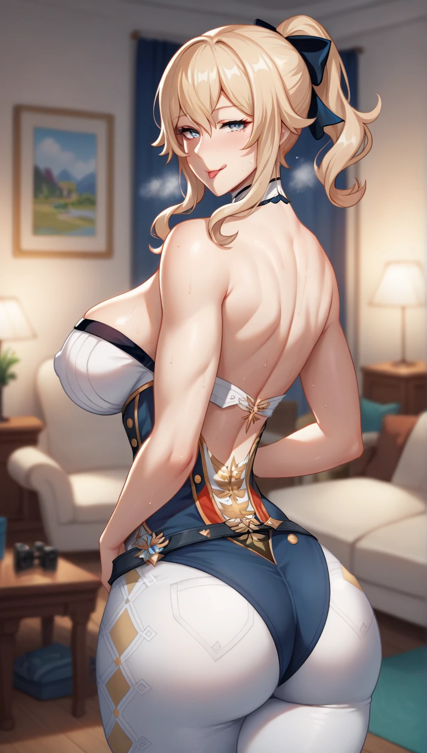 (from above:1.2),18 year old beautiful girl,Purplish blue eyes that dreamers desire,(Blonde hair) , small stature, (masutepiece:1.2, Best Quality),(finely detailed beautiful eye: 1.2),(beautifull detailed face),(perky chest:1.1),(pointed chest:1.2),(cakes magazine cover:1.5),(Best Illumination, extremely delicate and beautiful),sexy pose,Ultra Contrast,Braid a little around the ears, White long dress, (very detailed),(Raw photo, highest quality),(realistic, Photoreal:1.3), high detail, very detailed complex 3D rendering of face, (very detailed skin:1.2), dynamic angle, fire glow effect, professional lighting, side light, cinematic light, a super high resolution, 8K , best shadow, particles of light, Fine skin texture, detailed face, intricate details, Super detailed, shine, Please reconsider, full body,, beautiful face, shiny skin, thin, nice companion, delicate body, thin legs, cute apron, ((crawl on all fours:0.6)), beautiful back,little turn around, bend the body, the skirt is floating in the wind, Dark purple panties, thin Pubic hair ,highest quality, high resolution, Real World, Natural light, perfect Natural Light, ((the tip is protruding, areolas protruding)),Sweating,Wet,Wet crotch,Wet thighs,Realistic, (cute, perfect clothes: 1.3) ,narrow waist,(with sparkling eyes and a contagious smile), open mouth, looking at viewer,
