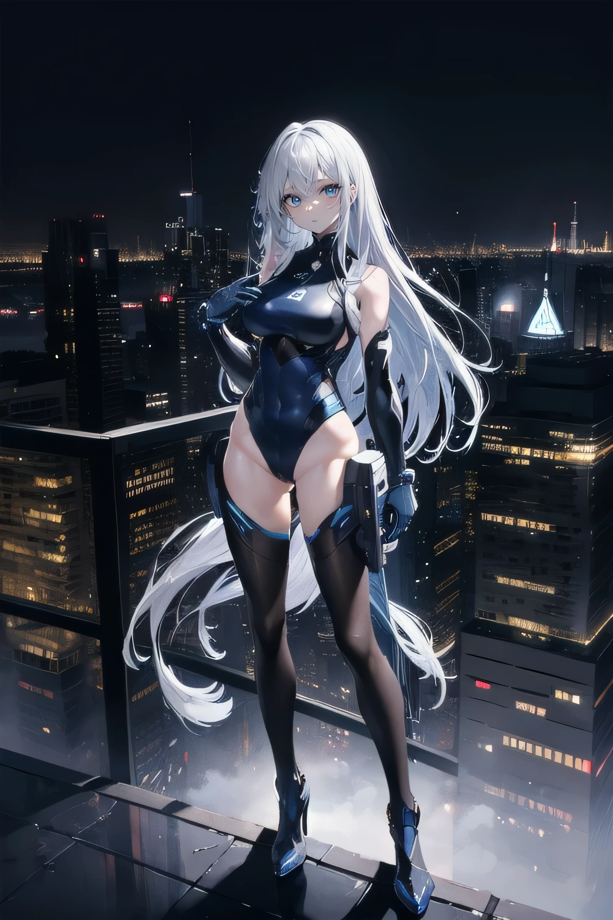 (Highest quality,4K,masterpiece:1.2),Super detailed,anime:1.2,Silver Hair,Orange eyes,Wet Bikini,都市のbackground,Beautiful attention to detail,whole body,Long eyelashes,Dark night city view,Shining Street,tall building,Colorful lights,reflection on wet ground,Water droplets on the skin,Wet hair dripping,Long wet shadows,Glowing neon signs,Sparkling skyscrapers,Vibrant atmosphere,Deep blue sky,Sparkling raindrops,Calm expression,Confident pose,Unique Look,A wonderful work of art,Dynamic configuration,Dramatic lighting,Subtle color palette,Attractive beauty,Captivating Charm,Magical atmosphere,A fascinating scene,An unforgettable impression wow,this is the best ultimate masterpiece,4K high-definition anime image,which shows a beautiful girl with Silver Hair and Orange eyes wearing a Wet Bikini standing in a 都市のbackground. Her eyes are very detailed, Full of charm and expression. Her gaze is focused and her Long eyelashes are clearly visible. Wet hair dripping, with Water droplets on the skin. background, Shining Streetのある街がある, tall building, and Colorful lights. Raindrops on the ground reflect light, Create a sparkling effect. The skyscrapers are also lit up with neon signs., adding to the Vibrant atmosphere of the scene. The sky is deep blue, with Sparkling raindrops falling from above. The girl has a Calm expression and Confident pose, showcasing her Unique Look. The artwork is amazing, with a Dynamic configuration and Dramatic lighting. The colors are delicate, Enhance the overall appeal of the image. The scene is captivating and creates a Magical atmosphere. This unforgettable impression will have a lasting impact on the viewer..