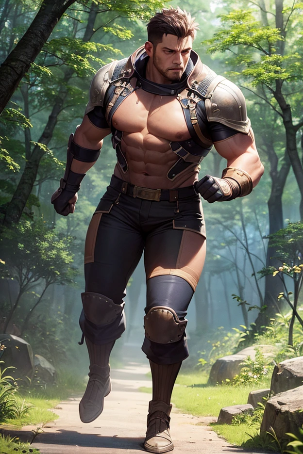 Game character standing drawing design，gnoll，Stout limbs，Muscle explosions，With a knife，（Left view full body：1.4），solid color backdrop，clean backdrop，depth of fields，high light，Real light，Ray traching，OC renderer，UE5 renderer，Hyper-realistic，best qualtiy，8K，Works of masters，super-fine，Detailed pubic hair，Correct anatomy，