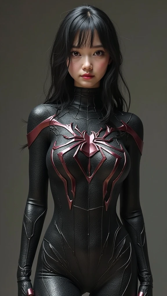 tmasterpiece,1 Korean girl,realisticlying,8K UHD,high high quality,in the background bokeh, spider-man black suit,Spidey,Clothes wrap around the whole body,Tight clothing,Abs contour,Short black hair,s the perfect face,shining face,Ultra-clear face,Elaborate Eyes,idoly