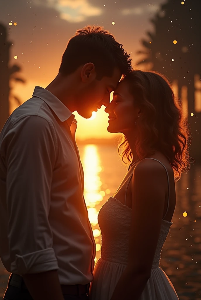 A couple kisses on the beach at sunset, love scene, 4 k'' ], 4K], photoshoot, Kiss, shot with canon eoa 6 d mark ii, warm beautiful scene, Romantic!!!, couple pose, shot at golden hour, private moment, gorgeous romantic sunset, Single photo, 4 km column, 4k post, 4 k'' ) leaflet