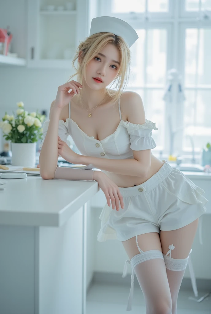 ((Lesbian)), 1boys, son of man, ((trap)),Cross-dressing,Yaoi,transgender, Sissy, (hyper HD: 1.2), (((tmasterpiece))), (((Best quality at best))), (((The is very detailed))), depth of fields, illustratio, Shiny, pastel colour, offcial art,extremely detaild的 CG unified 8k wallpapers, (cute big breasts: 2.0),(Thin structure), petty eyes, Skinny Thighs, (((smallunderboob))), rich palette,Collar ,hoist,high-heels, , (((Slim but toned body/androgynous body aesthetics))), CF girl boy, convex, black pantyhoses,blackstockings,Curvy big ass, dynamic angle,Be red in the face,Waist curve, Wide hips,The hips are beautifully curved, flatchest, Petanko, Thigh thick, Raise your legs, Vivid poses,(fat),narrow shoulders, pear shaped,,french braid, double braid,Rectangular face,long face ,wide chin,Yoo In Na,freckle, Ultra-fine painting, otokonoko,blend,actual,((The eye:AAV-eimi)),tthin eyebrows