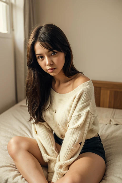 A beautiful face 15yo girl, a petite girl, South east Asian, in a room,