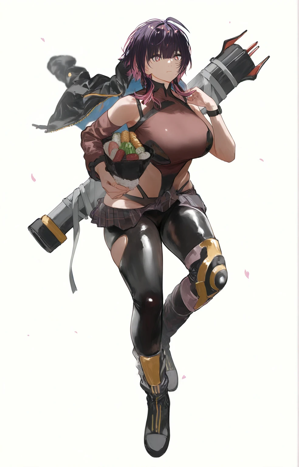 Anime girl, brown skin, thick, long curly brown hair with bangs, brown eyes, pastel coquette aesthetic
