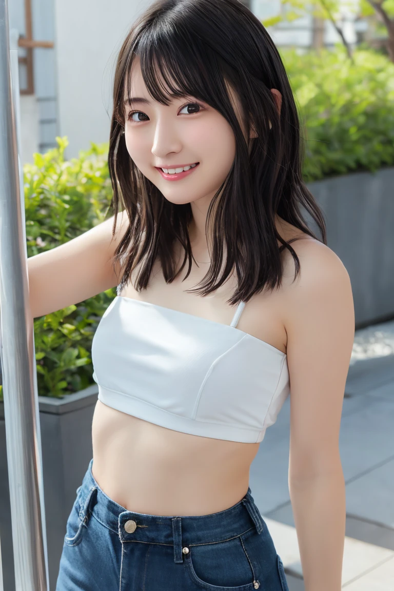 top-quality,masterpiece,Raw photography,8K,Top image quality,hight resolution, 18 years old Japanese female idol ,Beautuful Women,cute Japanese girls, Pretty Woman ,Beautiful face in every detail, aegyo sal ,small head, seductive smile ,Realistic human skin, pale skin ,cut model , Short hair ,bowl cut ,skinny body , t-shirts,low rise pants, constriction, face focus , ass focus,,arched back, from above ,from behind,looking back,selfie