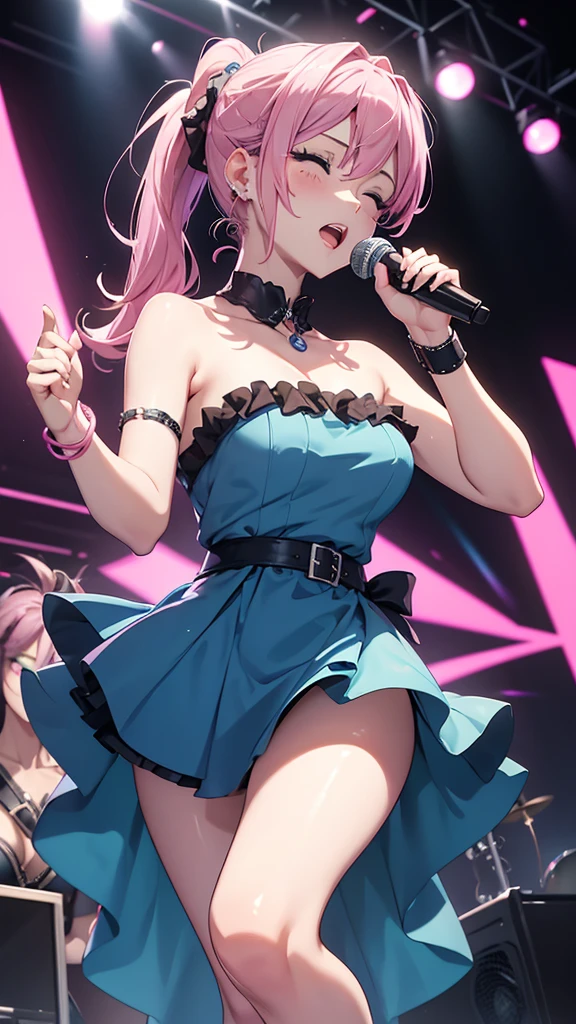 NSFW、8G、highest quality、Highest quality、Real、masterpiece、Mine system、(((Black and pink hair)))、Black Skirt、Knee socks、Absolute area、((Twin tails))、(((concert)))、(((sing)))、(((smile)))、No underwear、No bra、(((脇Sweat)))、(((Sweat染み)))、(((((Body odor)))))、((((((Sweat))))))、(((Big Breasts)))、(((Love juice)))、(((pussy)))、Idol Group、(((Odor)))、((((((Soaking wet)))))、(((steam)))、((((((Masturbation with a microphone))))))