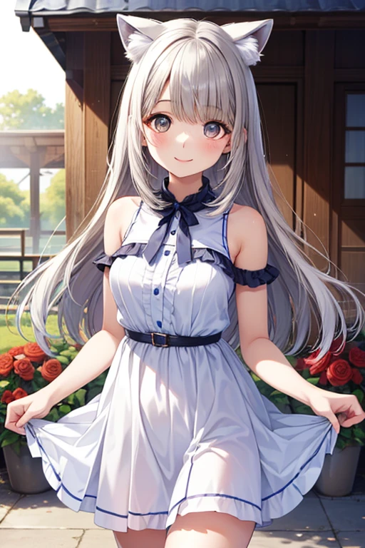 White dress、nsfw、sundress、No panties、exposed in the wild、big breasts、slender、Show a glimpse、{{{masterpiece}}}, {{{best quality}}}, {{ultra-detailed}}, {illustration}, {{an extremely delicate and beautiful}},white sundress、White dress、skirt、Shoulder buttons、
See through  、nsfw