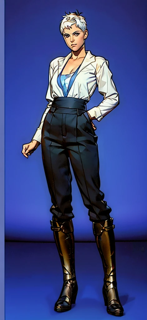 Android 18, personagem Feminina, extremamente realista, muito linda, Fitness, bunda grande, pernas grossas, 8K, Saia Azul Jeans