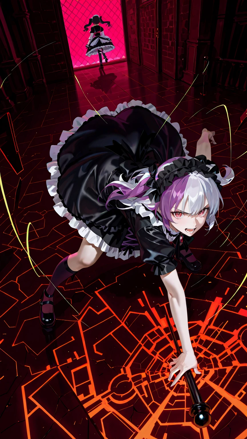 masterwork　top-quality　Black full body suit　5 year old girl　seductiv　a smile　succubus　Lying face down