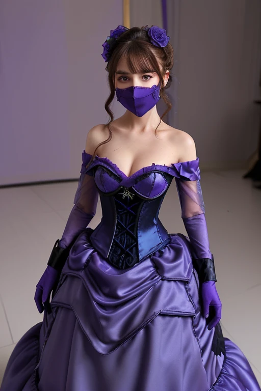 Character amusingly, purple skin, ful dressed