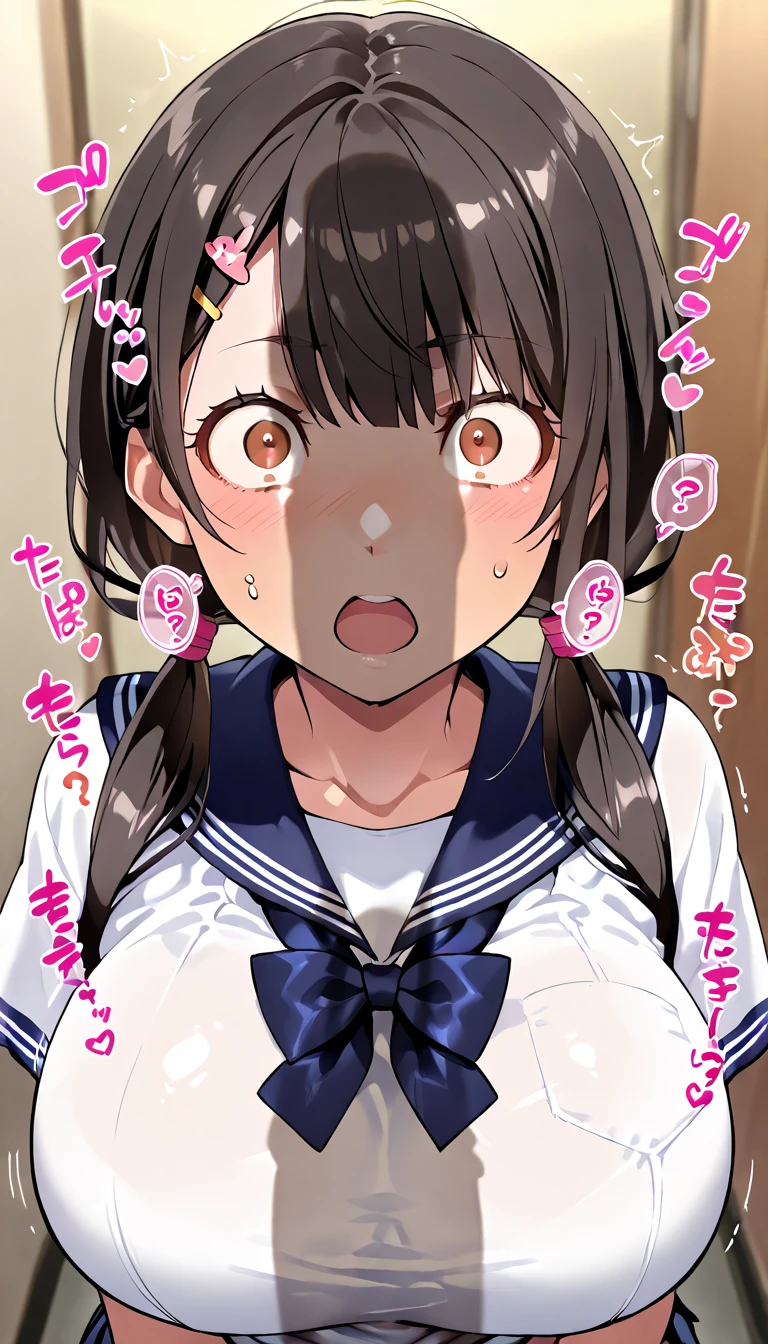 Body covered in 、、、semenirl,Bob Hair,Brown Hair,Small breasts,sell sparkrrings),Naked、Ahegao、Creampie、x、Heart shapeuniform