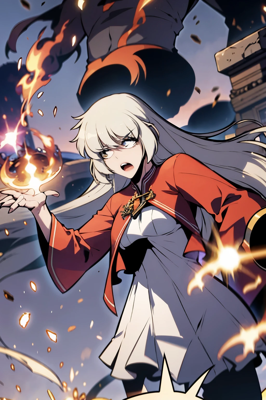 masterpiece、highest quality、NSFW、1girl , solo , huge breasts、deep cleavage、light green hair、ponytail、fox ears、brightly colored eyes、blue eyes、black glasses、green kimono、light purple long hakama、brown leather jacket、leather boots、flashy necklace、charm、Wet、face turns red, very sweaty, dynamic pose