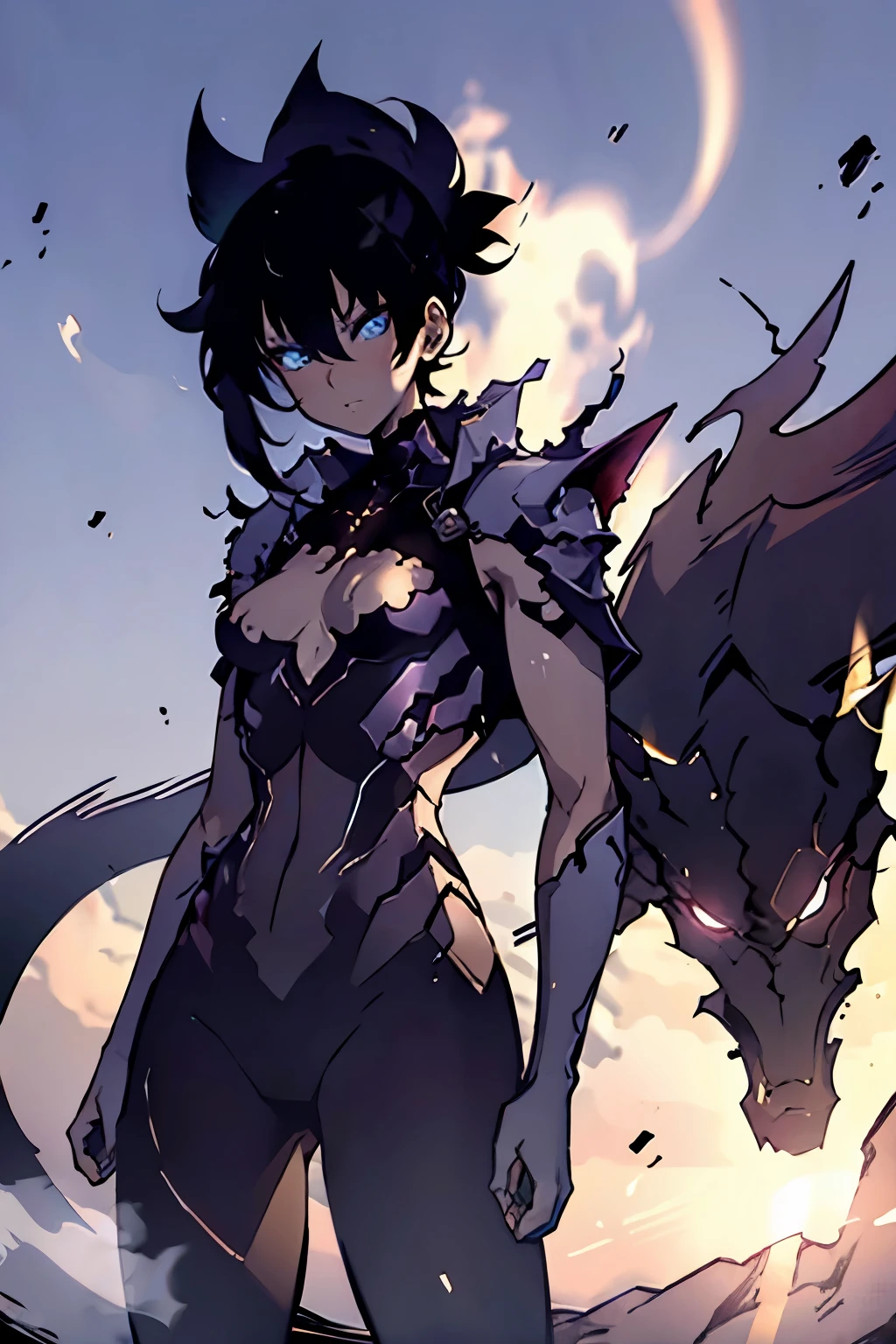 One person、Slender lizard man、masterpiece、Highest quality、Black body、There are scars on the body、Sharp Eye、Light blue lace underwear、Lace fabric bra、Knee-high socks、garter belt、Long, thin tail、Hooded camouflage coat、Looking up at the night sky on the rooftop of a building at night、Side view、Ass