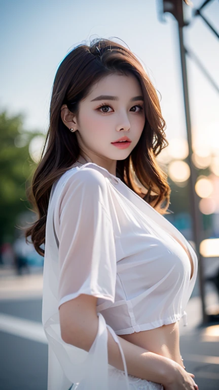 Beautiful breast focus, C36-24-33 , I can see full-breasts), full-real-nature-breast, (A detailed eye)、(detailed facial features)、(detailed clothes features), (minimal amount of cloth, just to avoid censorship) , Double eyelids、Beautiful lips, ((Poses that emphasise breasts, arouse)),  clothes，earrings，necklace，Wear less，Cleavage, straight-looking at viewer:1.8, Student transparent-white-gold-lining-dress-light-chiffon walk-pose hard-erect-clean-fresh-nipple camera-wide-perspective arouse-bend full-body-dry-clean big-light-glowing-eye look-stare flibanserin-doubledose-Active happy-shy-seduce-smile stone-ground europe-forest-big-tree-tunnel-autumn-yellow-orange-leaves cozy-strong-wind strong-light-down-4pm light-swirl-bokeh open-clear-sky hair-straight-shoulder-color-light-white-pine-almond Natural-look high-class H168cm-Weight54kg amature-innocent-girl study-leg age-18 cute charm-asean clear-skin-pale/white angelic-glow-skin