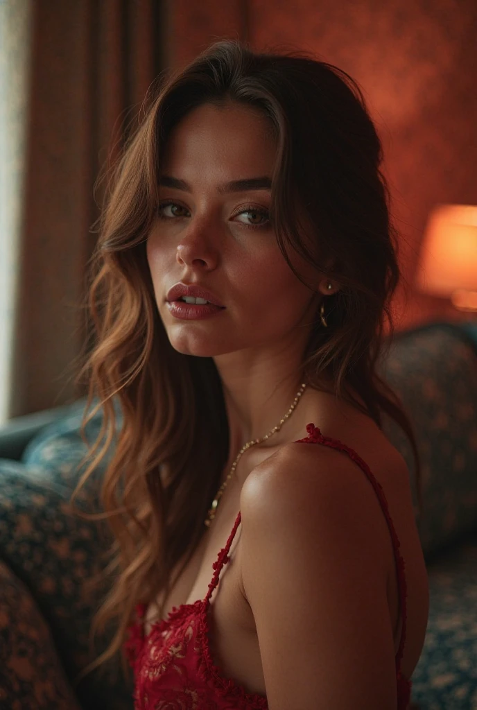 (seductive:1.1) (18.3) year old (women:1.1) (lying:1.1) under the (It covers:1.1), standing next to an old window, Sensual posing, wearing red lingerie, (Dark:1.2) Wavy hair is totally (naked:1.1) in a completely (Dark:1.1) open room with the (Alone:1.1) (soft lighting from one large softbox directland above and in front of her:1.1). she is wearing a BDSM (red choker:1.1) she is (sensual:1.4) and (bright:1.2). The scene is shot with (Kodakportra1600:1.1) (film grain:1.1) (Camara analogica:1.1) (sharp details:1.1) (50mm:1.1)