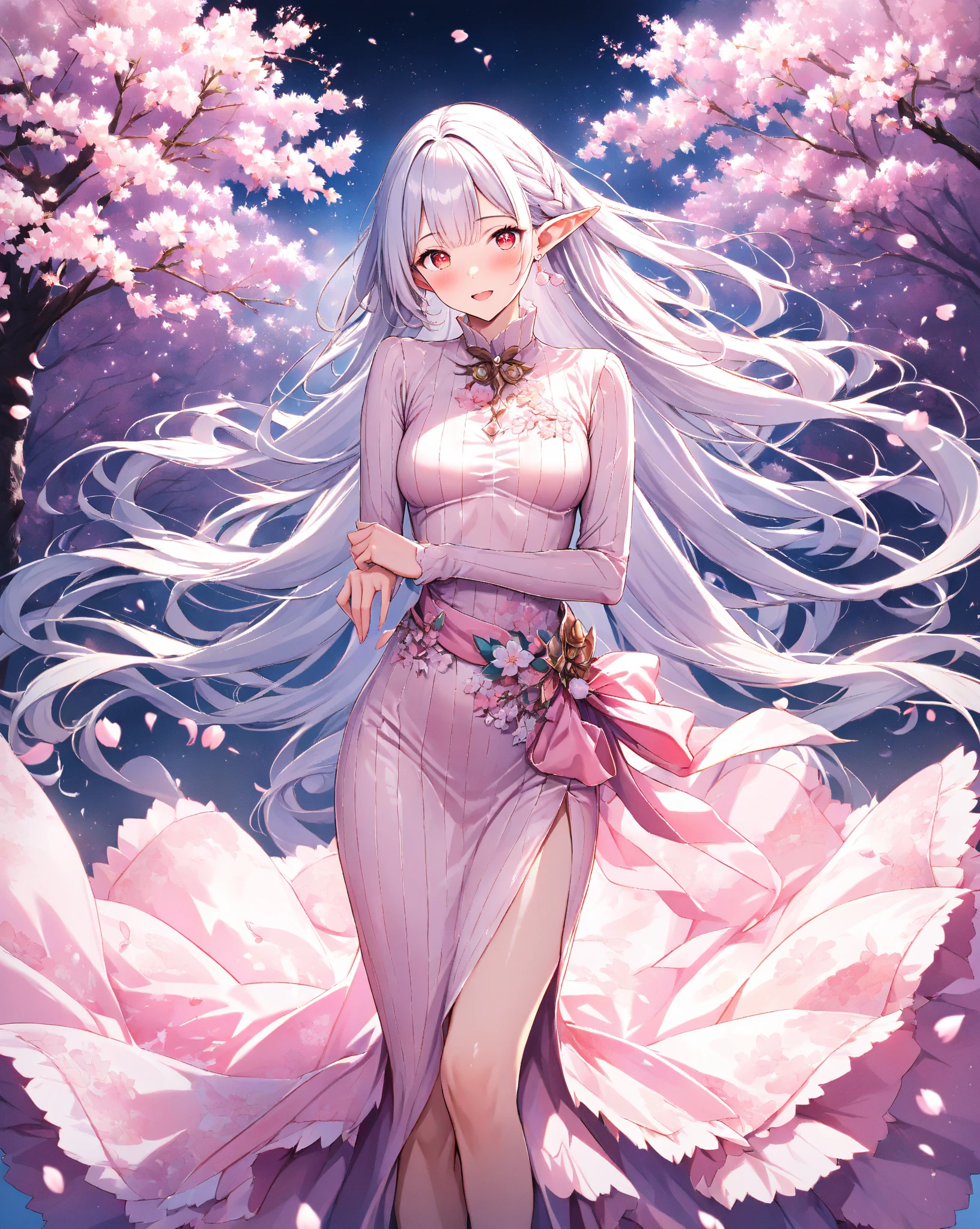 Best Photos、An illustration、detailed、(Watercolor:1.4)、(Hand-drawn:1.2)、(Watercolor brush bristles)、 masterpiece: 1.7, Highest quality、solo、Show me your back、Picturesque、sketch、Paper Texture、Ultra-high resolution、extra detailedd face、Highly detailedd eyes、Flat Color、Limited palette、High Contrast、Realisticな、Best lighting、goddess、elegant、Leprechaun、Mature Woman、Beautiful woman、Jewel Eyes、Gray Hair、Straight hair、Blue Gem、Smile a little、Blanche:1.5、(Tangleた、And Mandalas、Tangle、Intertwined:1)、Background Flowers、Lots of flowers、(((Stickers))), Exquisite detail, Highest qualityの8K解像度, 非常にdetailedな, Realistic, Vibrant colors, Soft tones, Warm and gentle lighting, (Beautiful Gothic Black Dress, Cute pink ribbon, Beautiful frills:1.2),(Sleek and straight pink hair:1.2),(Hair parted in the middle:1.2),(Shiny Hair),(Pink Eyes:1.3),Garden Girl,With overflowing softness and kindness,Visible and tangible emotions,(The promenade is full of flowers:1.3), Create colorful reflections.The sun shines with joy and pure love, Casts a warm golden glow on the girl's face,Freed from the troubles of this world. The atmosphere is full of happiness and laughter, It's like heaven、As if celebrating love,デジタルAn illustrationと写真を組み合わせて作成する, 超高精細な描写とVibrant colorsにこだわる. A style that combines romanticism and realism、You can feel the depth of love. The color palette consists of soft pastel tones., Creates a dreamy and fantastical atmosphere. The lighting is soft and diffuse, Put a gentle light on your face,この作品はmasterpieceだ,
