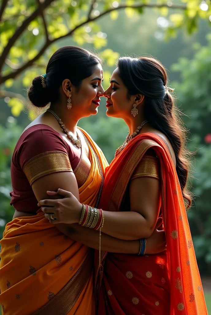 Indian mallu aunty hairpulling fight with other aunty both are sexy and thick figure full body show in saree realistic face and body