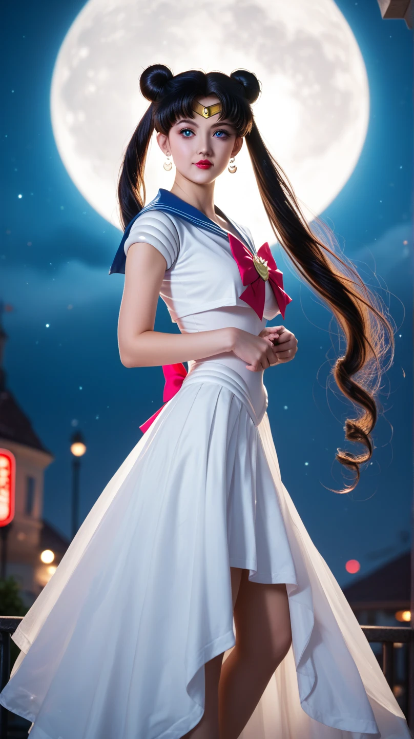 A split-screen composition of two versions of Sailor Moon: on the left ...