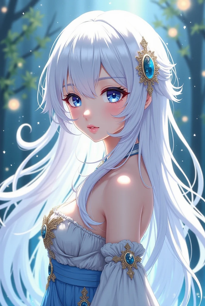 Arte de anime Genshin Impact: ((Mulher SOZINHA)) in a setting with a giant tree in the background and sparkling sky, evocando outro mundo. Romantic Era. Deep and dramatic atmosphere, mesclando ((fantasia e realidade)). She is adorned with necklace and choker. clear and sharp eyes: irises with vibrant and detailed colors, pupilas bem definidas, brilho natural refletindo a luz, clear and distinct iris edges, long, well-shaped eyelashes, sobrancelhas bem cuidadas, linhas finas ao redor dos olhos. Olhar meigo e provocante, sorriso encantador. playful expression, maquiagem estilosa, longos cabelos loiros fluindo ao vento, olhos sedutores, Glossy lips, pose sexy, sorrindo de forma confiante e sedutora. Postura ousada e determinada, dynamic pose, encarando diretamente o espectador. posing for a professional photo shoot. High quality image, com detalhes ultra-detalhados e realistas. Vibrant colors and ethereal lighting. Paisagens imaginativas, ((horizonte expansivo)), dramatic lighting. Cores brilhantes e vibrantes, studio lighting, destacando o assunto principal, soft natural lighting, Creating a dreamlike and magical atmosphere. ((Beleza da natureza)). Papel de parede.