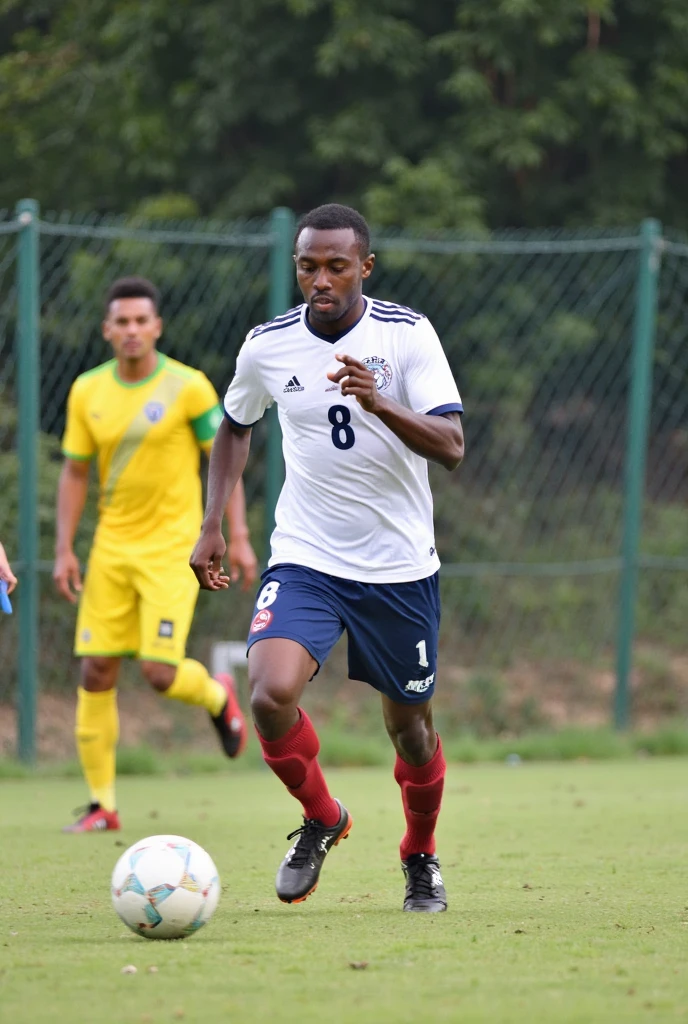 Jeune homme africain qui joue au foot